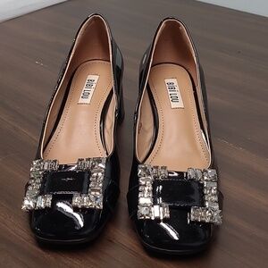 Bibi Lou Size 36 Black Patent Leather Doris Chunky Heeled Shoes